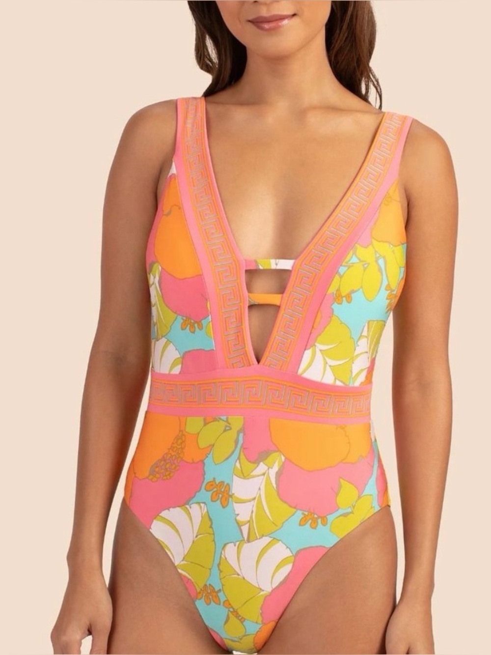 Trina Turk Playa Del Flor Plunge Maillot 14 NWT🌴